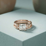 2.40 Ct Asscher Cut Moissanite Stacked Elegance Ring Set for Women