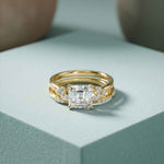 2.40 Ct Asscher Cut Moissanite Stacked Elegance Ring Set for Women