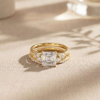 2.40 Ct Asscher Cut Moissanite Stacked Elegance Ring Set for Women