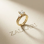2.40 Ct Asscher Cut Moissanite Stacked Elegance Ring Set for Women