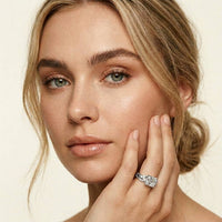 2.40 Ct Asscher Cut Moissanite Stacked Elegance Ring Set for Women
