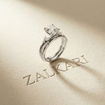 2.40 Ct Asscher Cut Moissanite Stacked Elegance Ring Set for Women