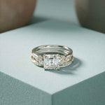 2.40 Ct Asscher Cut Moissanite Stacked Elegance Ring Set for Women