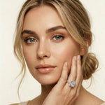3.55 Ct Asscher Cut Moissanite Floral Halo Ring Set for Women