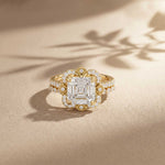 3.55 Ct Asscher Cut Moissanite Floral Halo Ring Set for Women