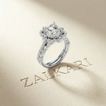 3.55 Ct Asscher Cut Moissanite Floral Halo Ring Set for Women