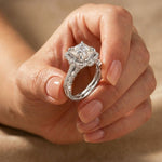 3.55 Ct Asscher Cut Moissanite Floral Halo Ring Set for Women