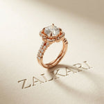 3.55 Ct Cushion Cut Moissanite Petal Halo Ring Set for Women