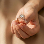 3.55 Ct Cushion Cut Moissanite Petal Halo Ring Set for Women