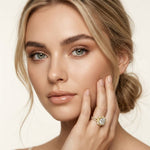 3.55 Ct Cushion Cut Moissanite Petal Halo Ring Set for Women