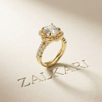 3.55 Ct Cushion Cut Moissanite Petal Halo Ring Set for Women