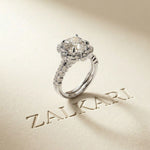 3.55 Ct Cushion Cut Moissanite Petal Halo Ring Set for Women