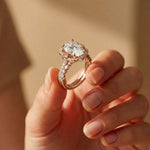 4.00 Ct Oval Cut Moissanite Signature Bloom Ring Set for Women
