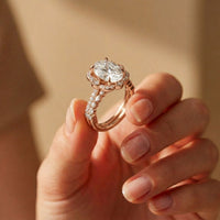 4.00 Ct Oval Cut Moissanite Signature Bloom Ring Set for Women