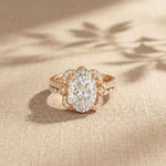 4.00 Ct Oval Cut Moissanite Signature Bloom Ring Set for Women