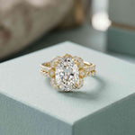4.00 Ct Oval Cut Moissanite Signature Bloom Ring Set for Women