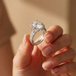 4.00 Ct Oval Cut Moissanite Signature Bloom Ring Set for Women