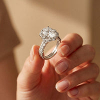 4.00 Ct Oval Cut Moissanite Signature Bloom Ring Set for Women