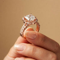 3.55 Ct Princess Cut Moissanite Floral Elegance Ring Set for Women
