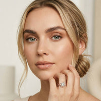 3.55 Ct Princess Cut Moissanite Floral Elegance Ring Set for Women