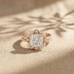 3.55 Ct Princess Cut Moissanite Floral Elegance Ring Set for Women