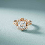 3.55 Ct Princess Cut Moissanite Floral Elegance Ring Set for Women