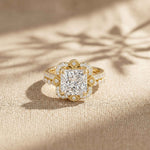 3.55 Ct Princess Cut Moissanite Floral Elegance Ring Set for Women