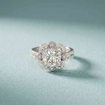 3.55 Ct Princess Cut Moissanite Floral Elegance Ring Set for Women