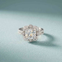 3.55 Ct Princess Cut Moissanite Floral Elegance Ring Set for Women