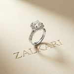3.55 Ct Princess Cut Moissanite Floral Elegance Ring Set for Women