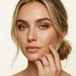 4.00 Ct Radiant Cut Moissanite Scalloped Halo Ring Set for Women