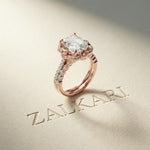 4.00 Ct Radiant Cut Moissanite Scalloped Halo Ring Set for Women