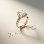 4.00 Ct Radiant Cut Moissanite Scalloped Halo Ring Set for Women