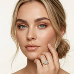 4.00 Ct Radiant Cut Moissanite Scalloped Halo Ring Set for Women