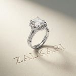 4.00 Ct Radiant Cut Moissanite Scalloped Halo Ring Set for Women