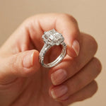 4.00 Ct Radiant Cut Moissanite Scalloped Halo Ring Set for Women