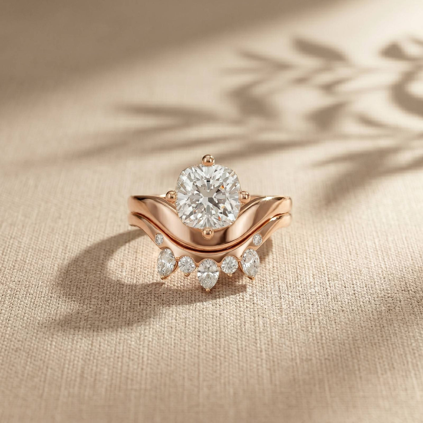 2.85 Ct Cushion Cut Moissanite Tiara Ring Set for Women