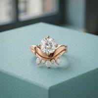 2.85 Ct Cushion Cut Moissanite Tiara Ring Set for Women