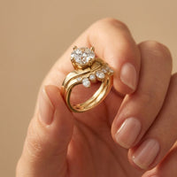 2.85 Ct Cushion Cut Moissanite Tiara Ring Set for Women