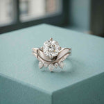 2.85 Ct Cushion Cut Moissanite Tiara Ring Set for Women