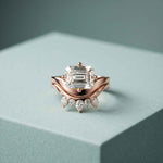 2.85 Ct Emerald Cut Moissanite Regal Curve Ring Set for Women