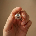 2.85 Ct Emerald Cut Moissanite Regal Curve Ring Set for Women