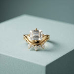 2.85 Ct Emerald Cut Moissanite Regal Curve Ring Set for Women