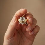 2.85 Ct Emerald Cut Moissanite Regal Curve Ring Set for Women