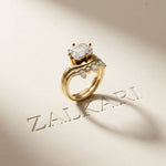 2.85 Ct Emerald Cut Moissanite Regal Curve Ring Set for Women