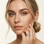 2.85 Ct Emerald Cut Moissanite Regal Curve Ring Set for Women