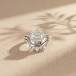 2.85 Ct Emerald Cut Moissanite Regal Curve Ring Set for Women