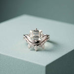2.85 Ct Emerald Cut Moissanite Regal Curve Ring Set for Women