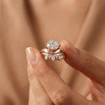 2.85 Ct Oval Cut Moissanite Modern Crown Ring Set for Women
