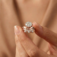 2.85 Ct Oval Cut Moissanite Modern Crown Ring Set for Women